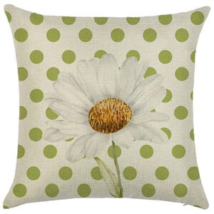 Flower And Polka Dots Pattern Pillow Cover